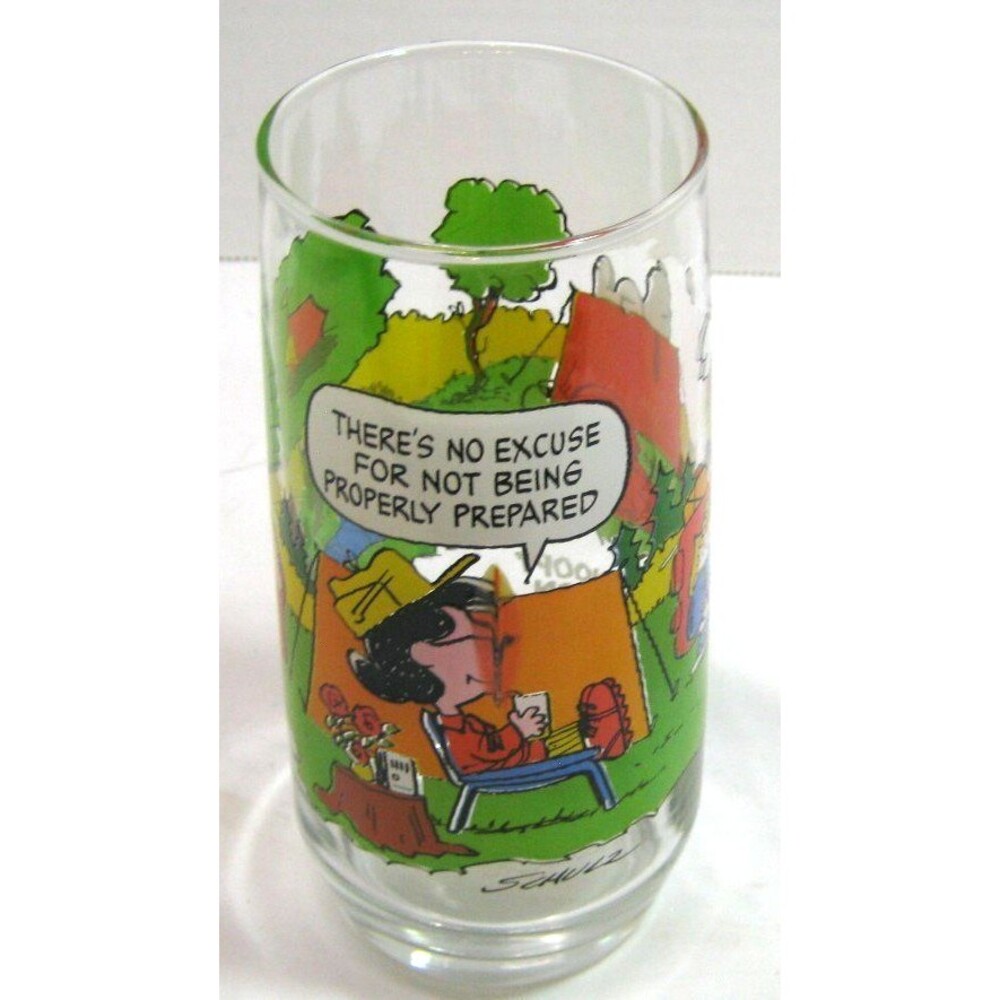 Vtg McDonalds Camp Snoopy  Glass There's No Excuse For Not Being Prepared